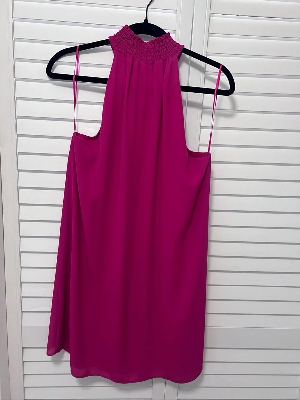 Krisa smocked turtleneck shift Dress in Bright Fuchsia small from Revolve